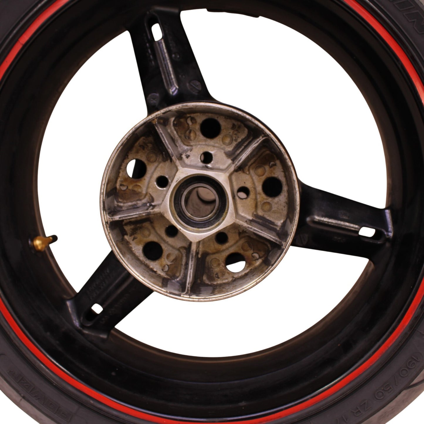 2003 2004 SUZUKI GSXR1000 REAR WHEEL BACK RIM BLACK MICHLEIN TIRE STRAIGHT STOCK