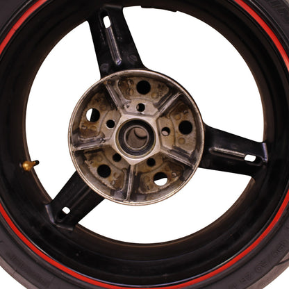 2003 2004 SUZUKI GSXR1000 REAR WHEEL BACK RIM BLACK MICHLEIN TIRE STRAIGHT STOCK