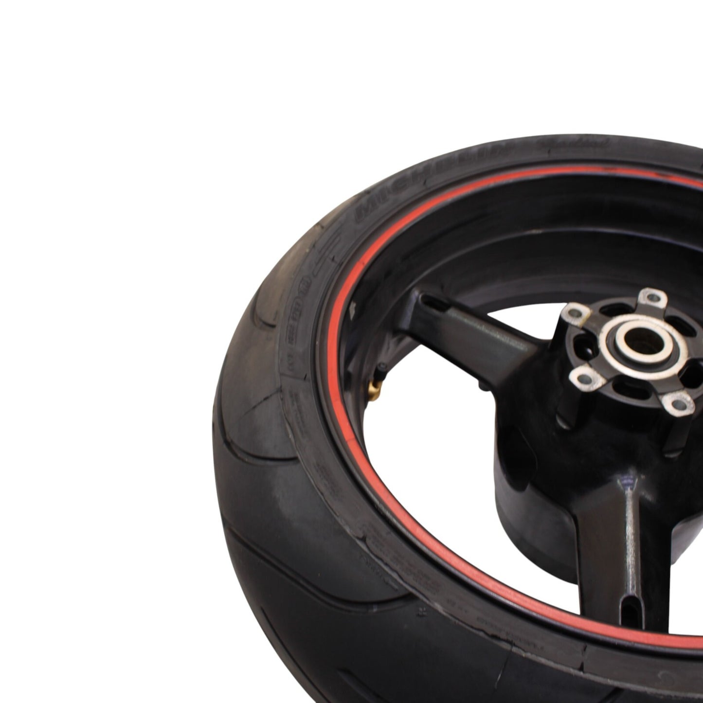 2003 2004 SUZUKI GSXR1000 REAR WHEEL BACK RIM BLACK MICHLEIN TIRE STRAIGHT STOCK