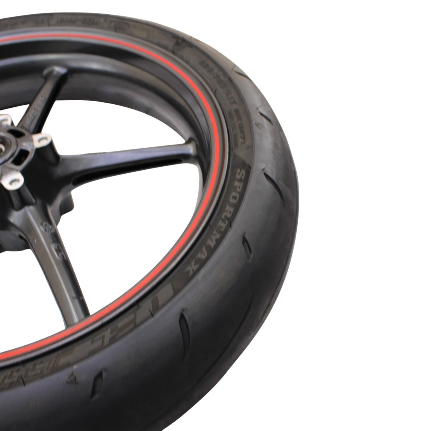 2009 - 2012 TRIUMPH DAYTONA 675R 675 WHEEL RIM TIRE RUBBER FRONT BACK RED BLACK