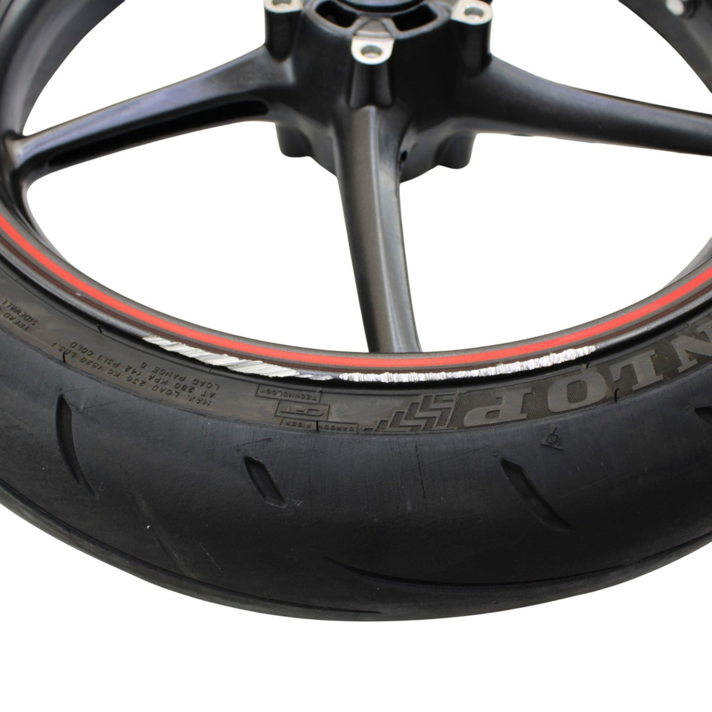 2009 - 2012 TRIUMPH DAYTONA 675R 675 WHEEL RIM TIRE RUBBER FRONT RED BLACK