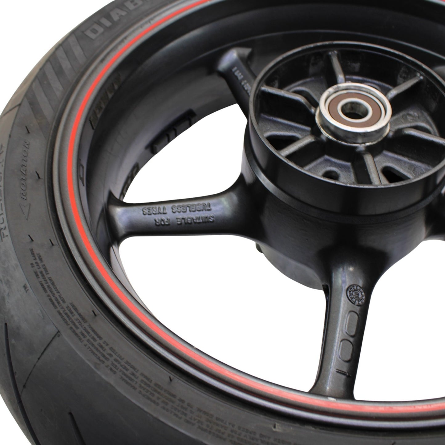 2009 - 2012 TRIUMPH DAYTONA 675R 675 REAR WHEEL RIM TIRE RUBBER BACK RED BLACK