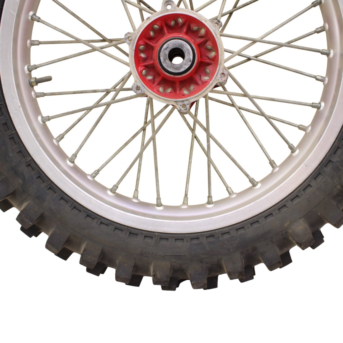 1991 - 1995 KTM 250 300 EXC REAR WHEEL RIM TIRE RUBBER SILVER RED