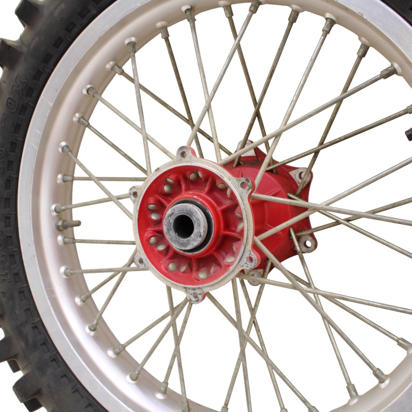 1991 - 1995 KTM 250 300 EXC REAR WHEEL RIM TIRE RUBBER SILVER RED