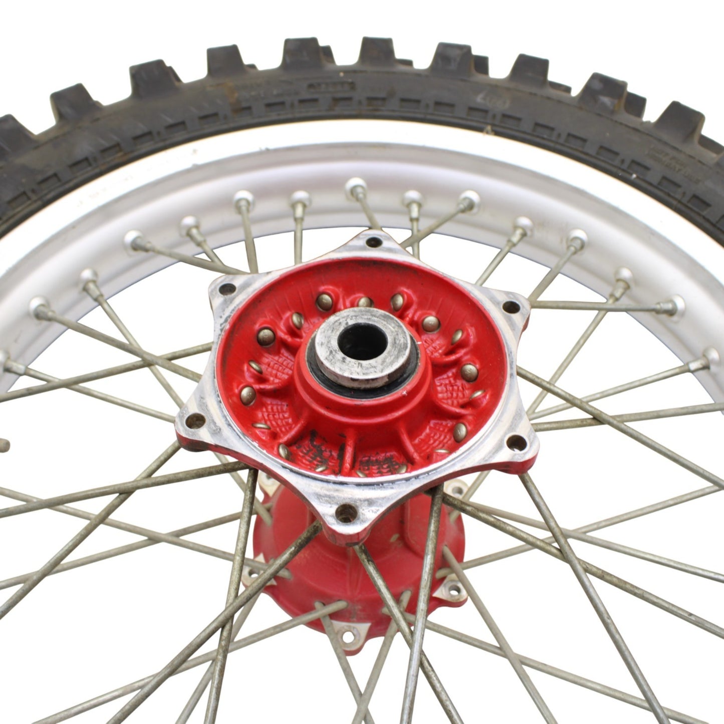 1991 - 1995 KTM 250 300 EXC REAR WHEEL RIM TIRE RUBBER SILVER RED