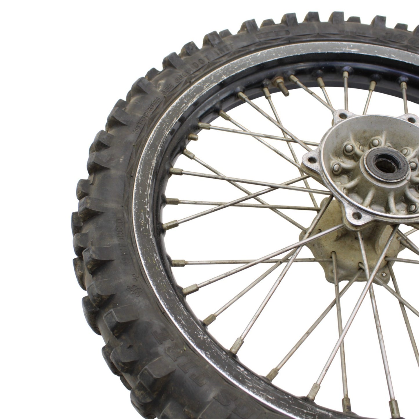 1997 - 2002 KAWASAKI KX125 KX250 REAR WHEEL RIM TIRE RUBBER SILVER