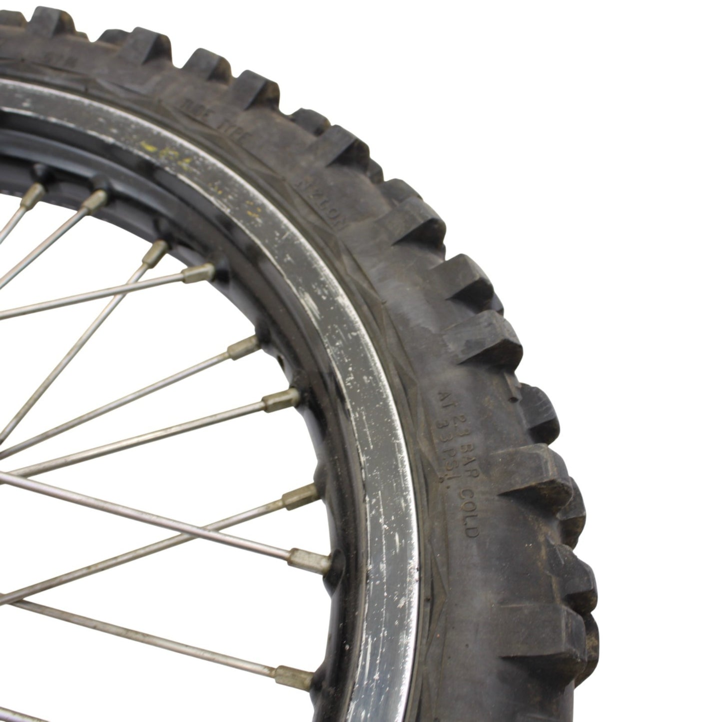1997 - 2002 KAWASAKI KX125 KX250 REAR WHEEL RIM TIRE RUBBER SILVER