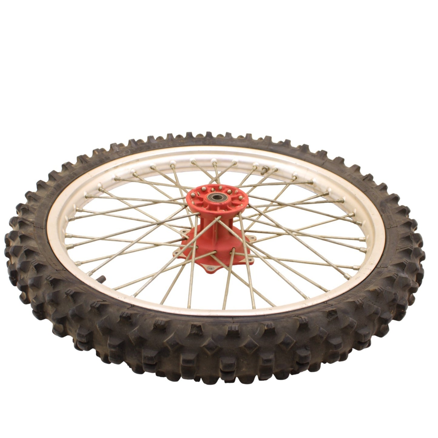 1991 - 1995 KTM 250 300 EXC FRONT WHEEL RIM TIRE RUBBER SILVER RED