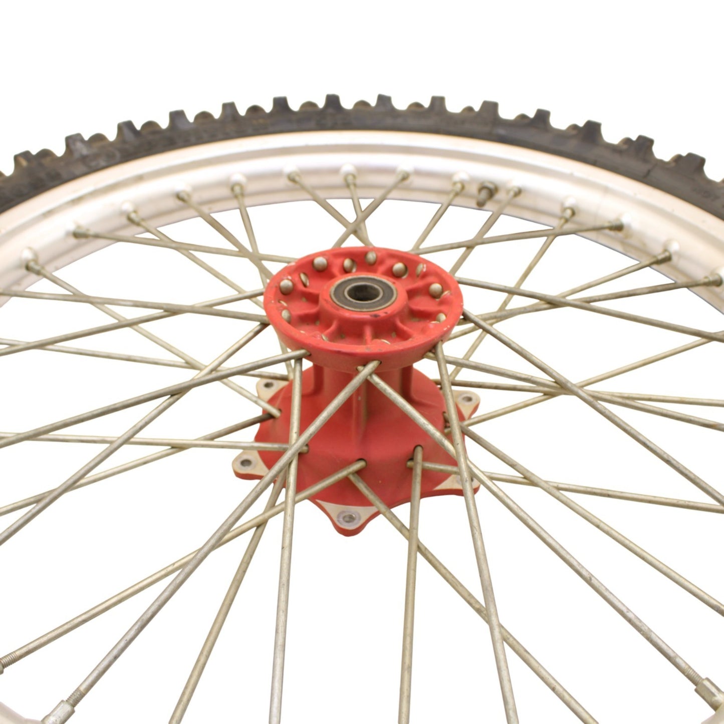 1991 - 1995 KTM 250 300 EXC FRONT WHEEL RIM TIRE RUBBER SILVER RED