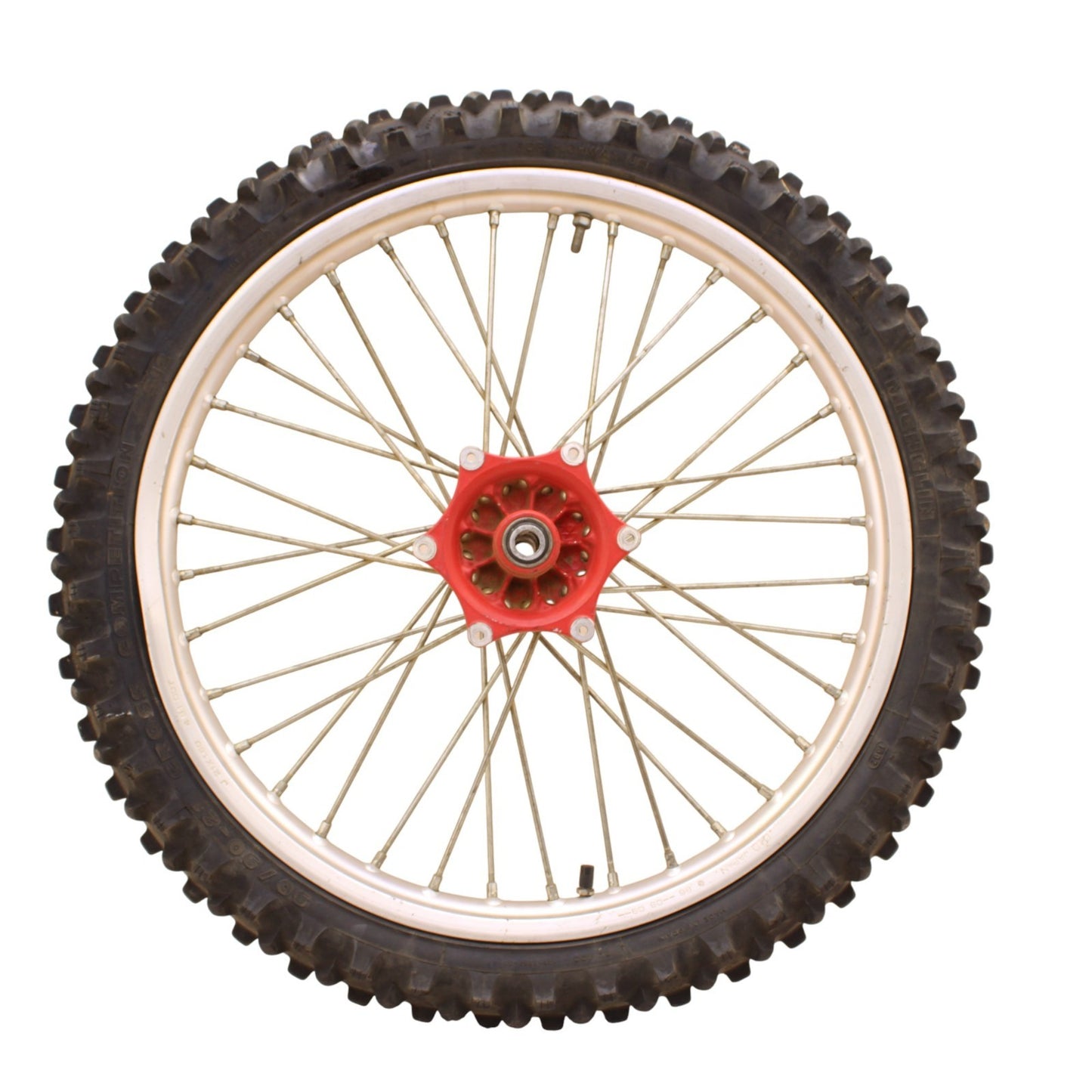 1991 - 1995 KTM 250 300 EXC FRONT WHEEL RIM TIRE RUBBER SILVER RED