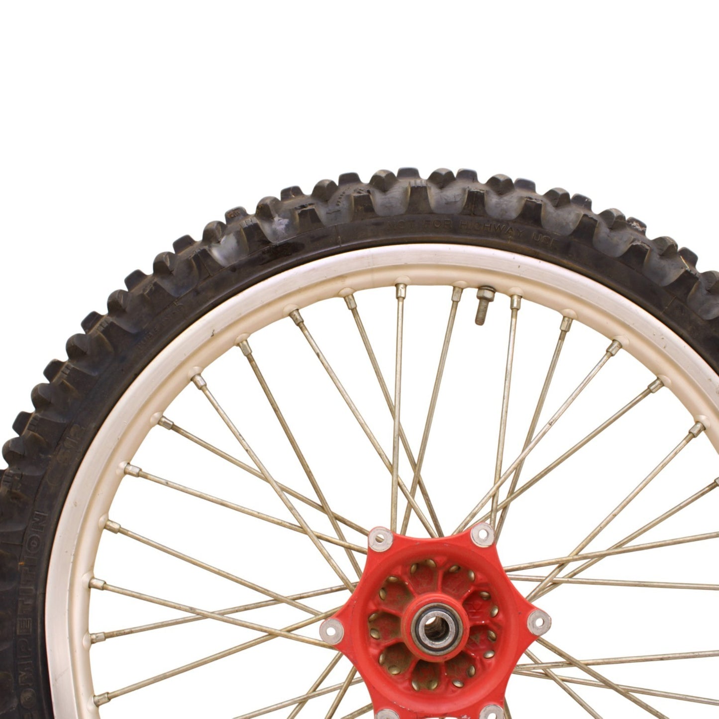 1991 - 1995 KTM 250 300 EXC FRONT WHEEL RIM TIRE RUBBER SILVER RED