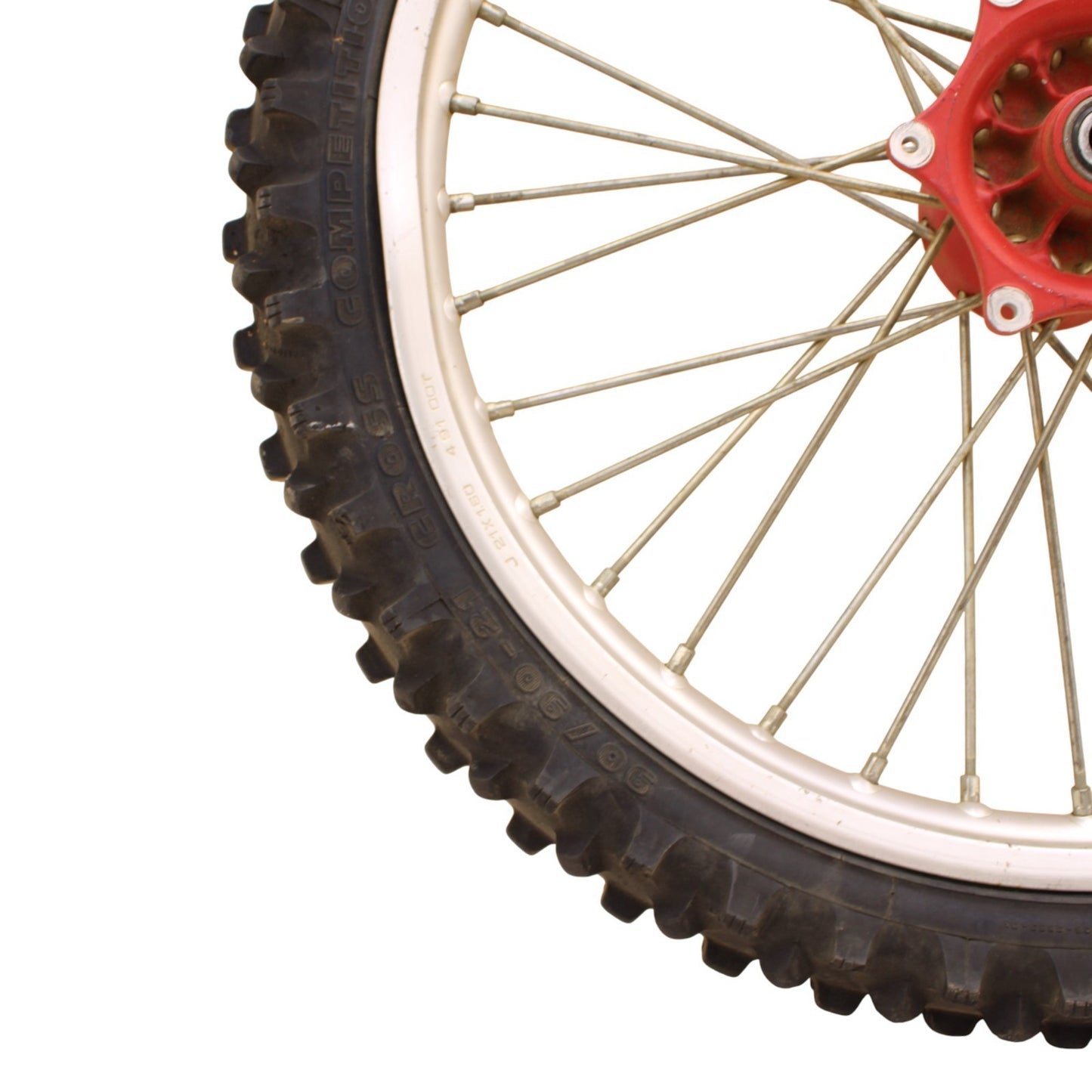 1991 - 1995 KTM 250 300 EXC FRONT WHEEL RIM TIRE RUBBER SILVER RED