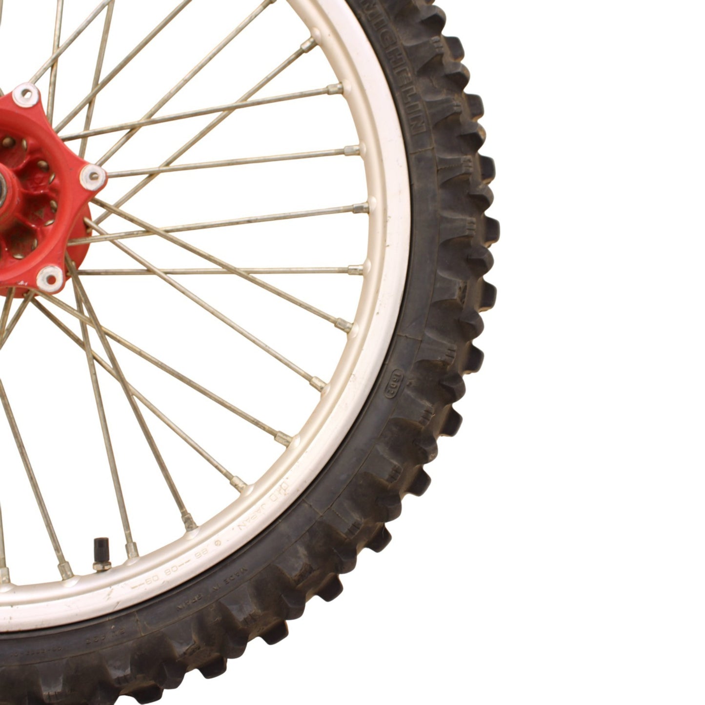 1991 - 1995 KTM 250 300 EXC FRONT WHEEL RIM TIRE RUBBER SILVER RED