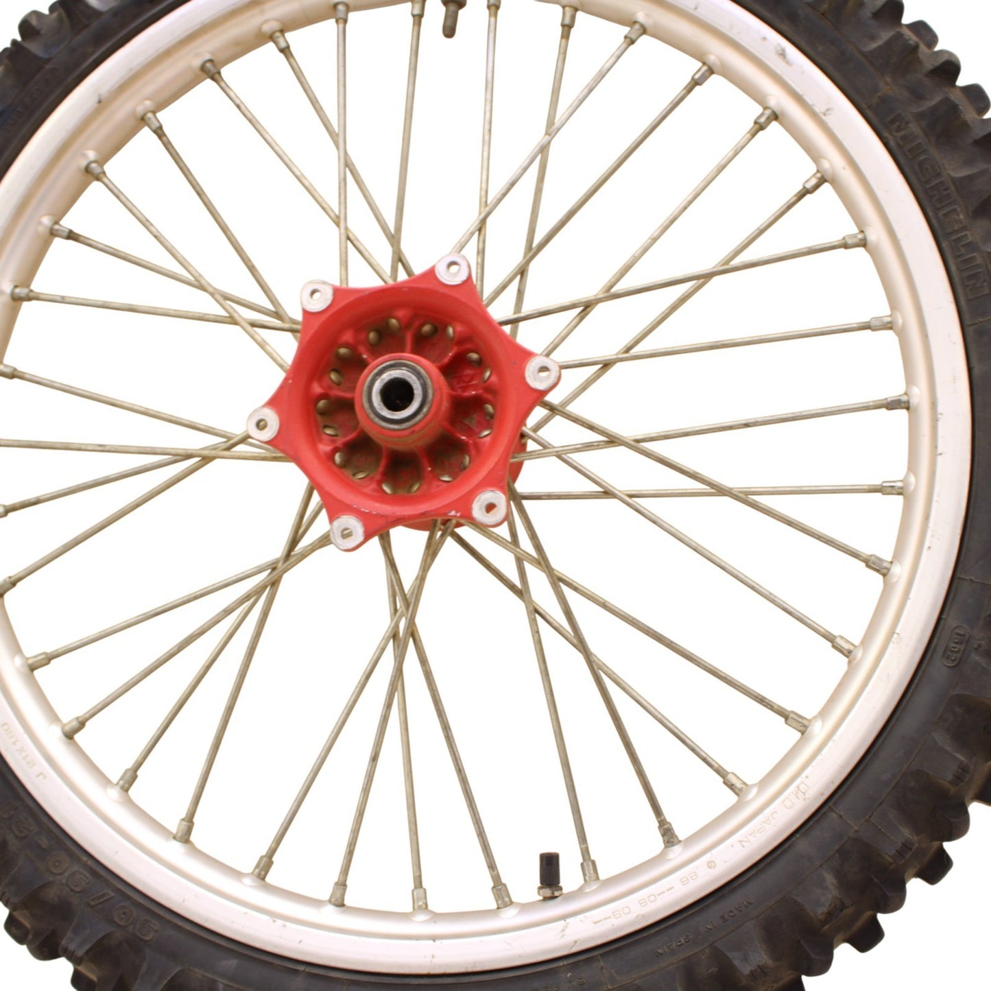 1991 - 1995 KTM 250 300 EXC FRONT WHEEL RIM TIRE RUBBER SILVER RED