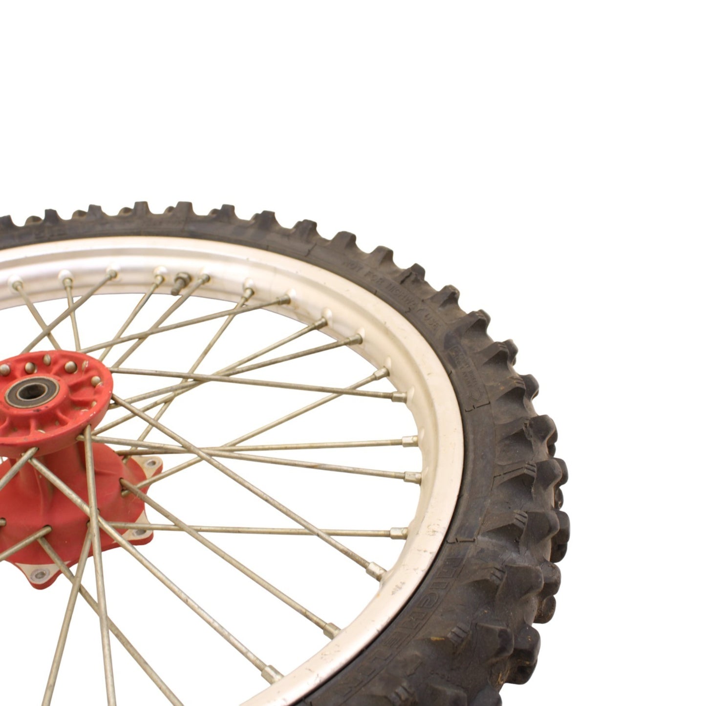 1991 - 1995 KTM 250 300 EXC FRONT WHEEL RIM TIRE RUBBER SILVER RED