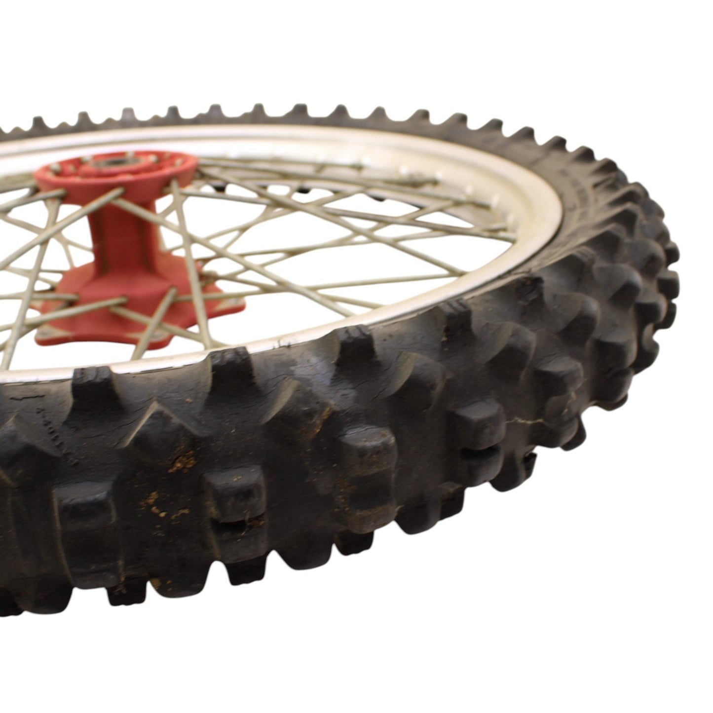 1991 - 1995 KTM 250 300 EXC FRONT WHEEL RIM TIRE RUBBER SILVER RED