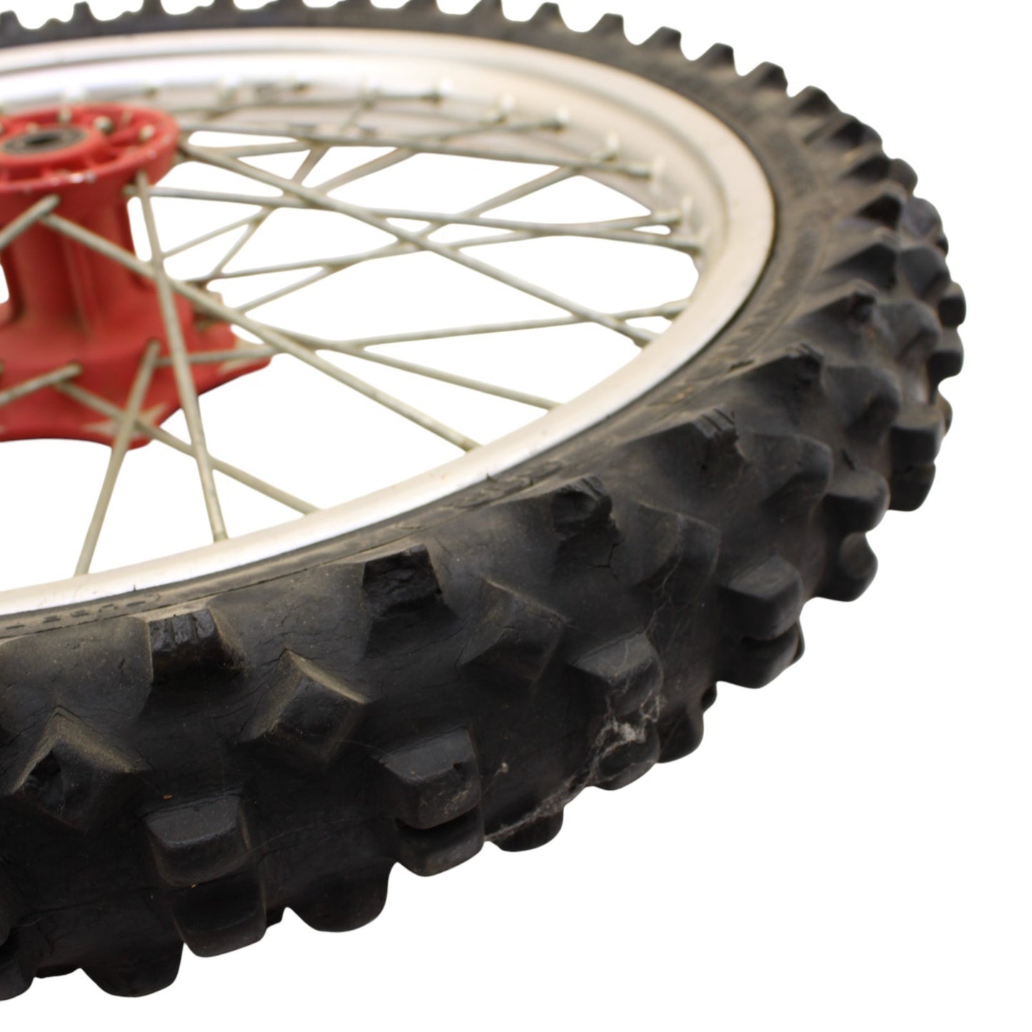 1991 - 1995 KTM 250 300 EXC FRONT WHEEL RIM TIRE RUBBER SILVER RED