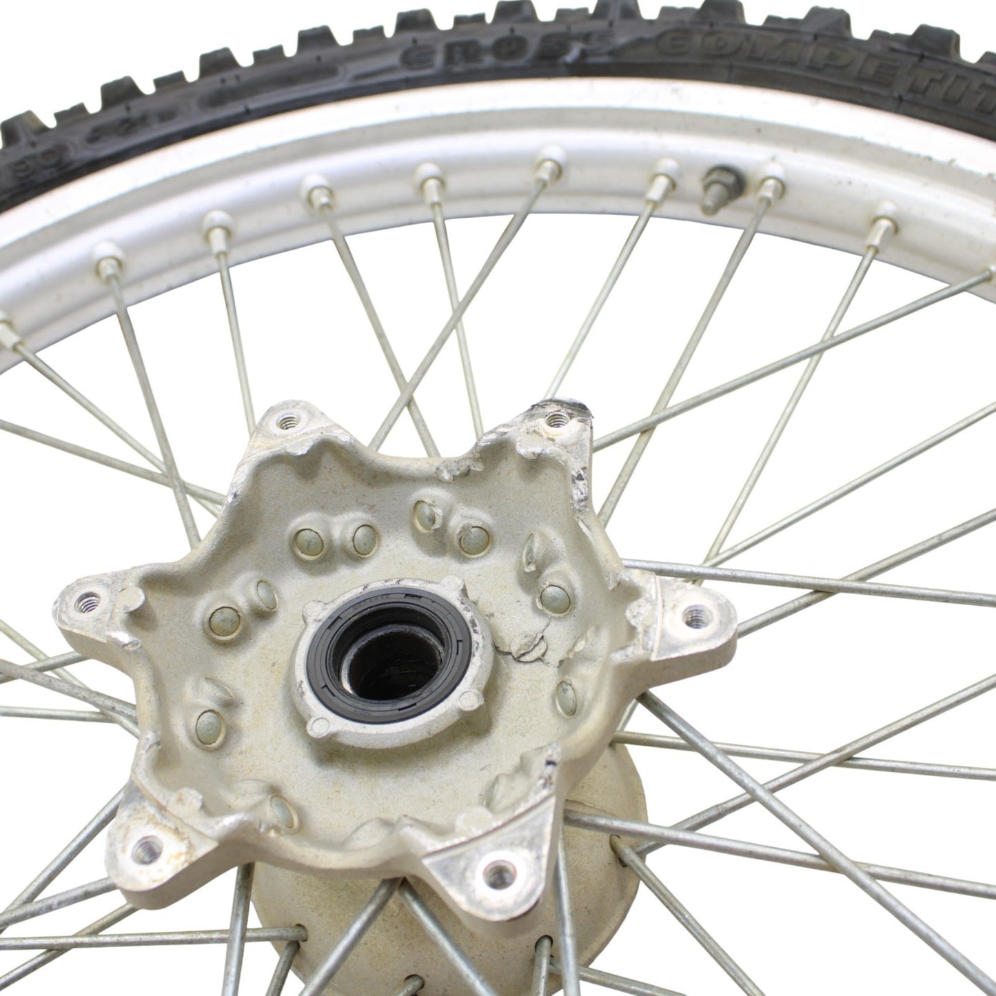 1996 - 1998 SUZUKI RM250 FRONT WHEEL RIM SPOKE TIRE RUBBER SILVER