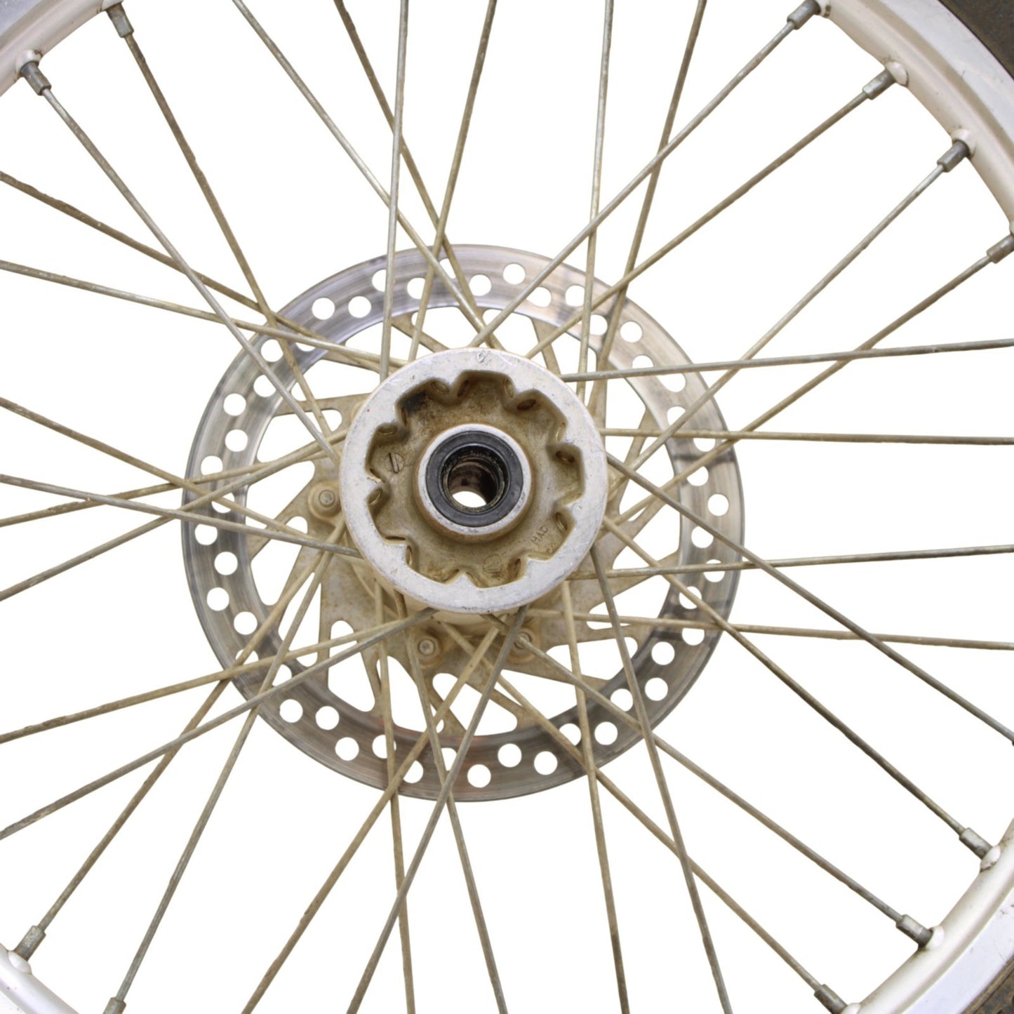 1995 - 1999 HONDA CR125R CR250R FRONT WHEEL RIM CALIPER SPOKE TIRE RUBBER SILVER