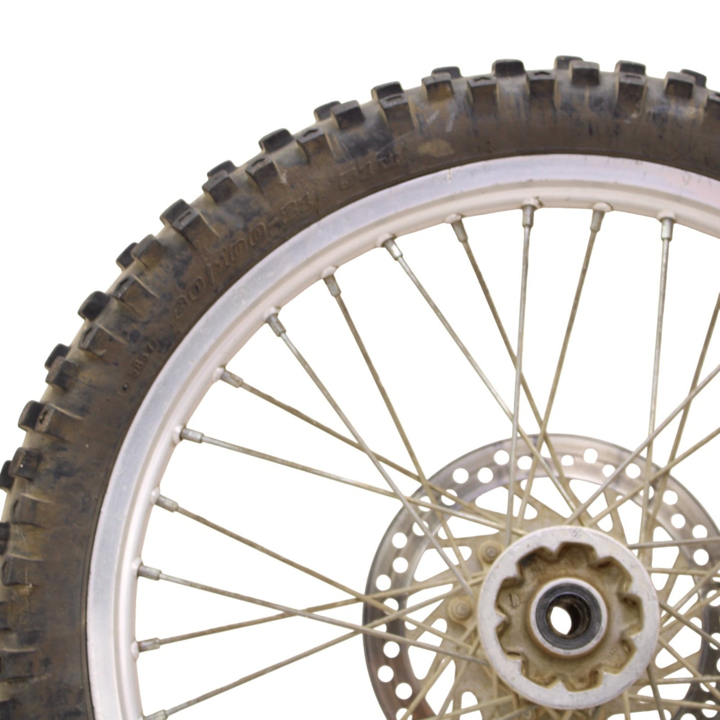 1995 - 1999 HONDA CR125R CR250R FRONT WHEEL RIM CALIPER SPOKE TIRE RUBBER SILVER