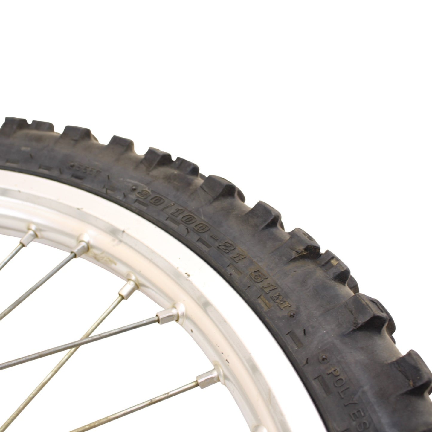 1989 - 2004 KAWASAKI KX125 KX250 KX500 FRONT WHEEL RIM SPOKE TIRE RUBBER SILVER