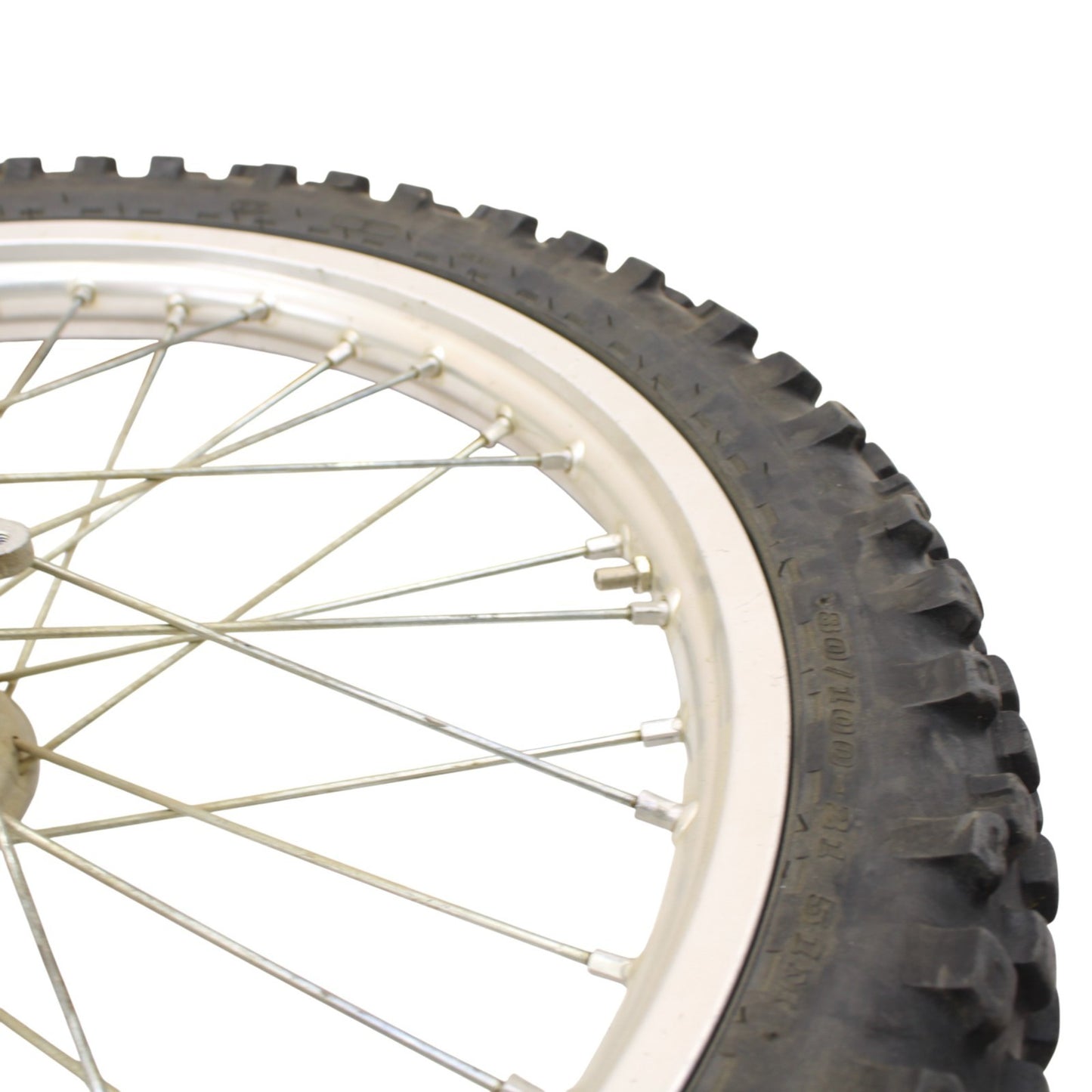1989 - 2004 KAWASAKI KX125 KX250 KX500 FRONT WHEEL RIM SPOKE TIRE RUBBER SILVER