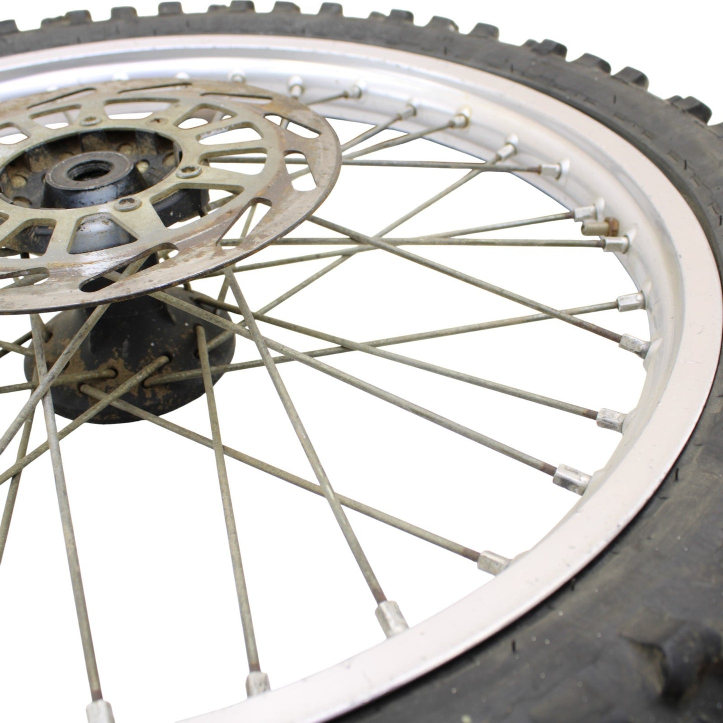 1991 - 1995 YAMAHA YZ125 YZ250 FRONT WHEEL RIM ROTOR SPOKE TIRE RUBBER SILVER