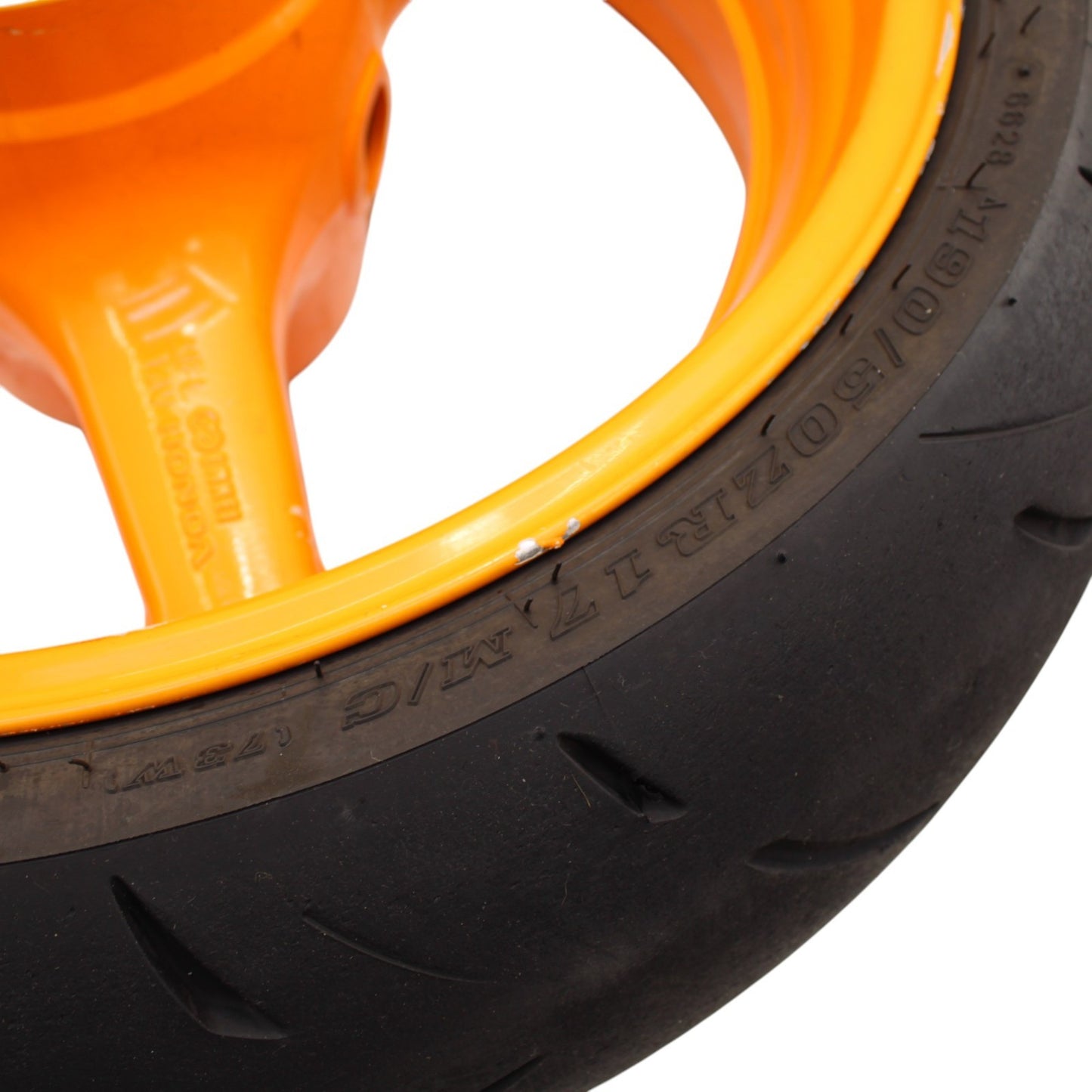 2008 - 2011 HONDA CBR1000RR REAR WHEEL BACK RIM TIRE REPSOL ORANGE STRAIGHT OEM