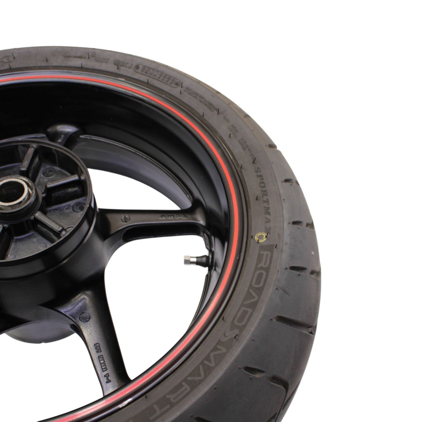 2007 - 2008 YAMAHA YZF R1 REAR WHEEL BACK RIM TIRE RUBBER BLACK RED OEM STOCK