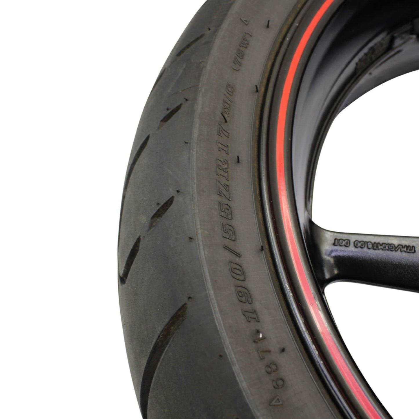 2007 - 2008 YAMAHA YZF R1 REAR WHEEL BACK RIM TIRE RUBBER BLACK RED OEM STOCK