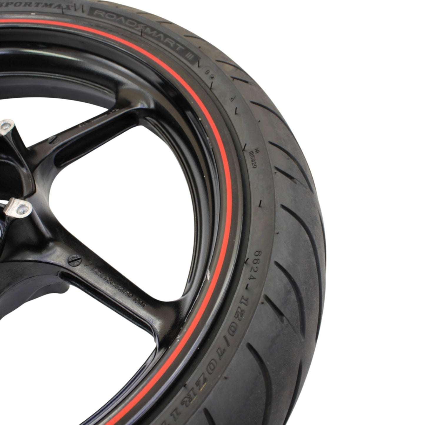 2004 - 2008 YAMAHA YZF R1 FRONT WHEEL RIM TIRE RUBBER BLACK RED OEM STOCK