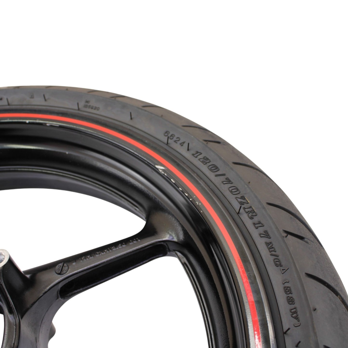 2004 - 2008 YAMAHA YZF R1 FRONT WHEEL RIM TIRE RUBBER BLACK RED OEM STOCK