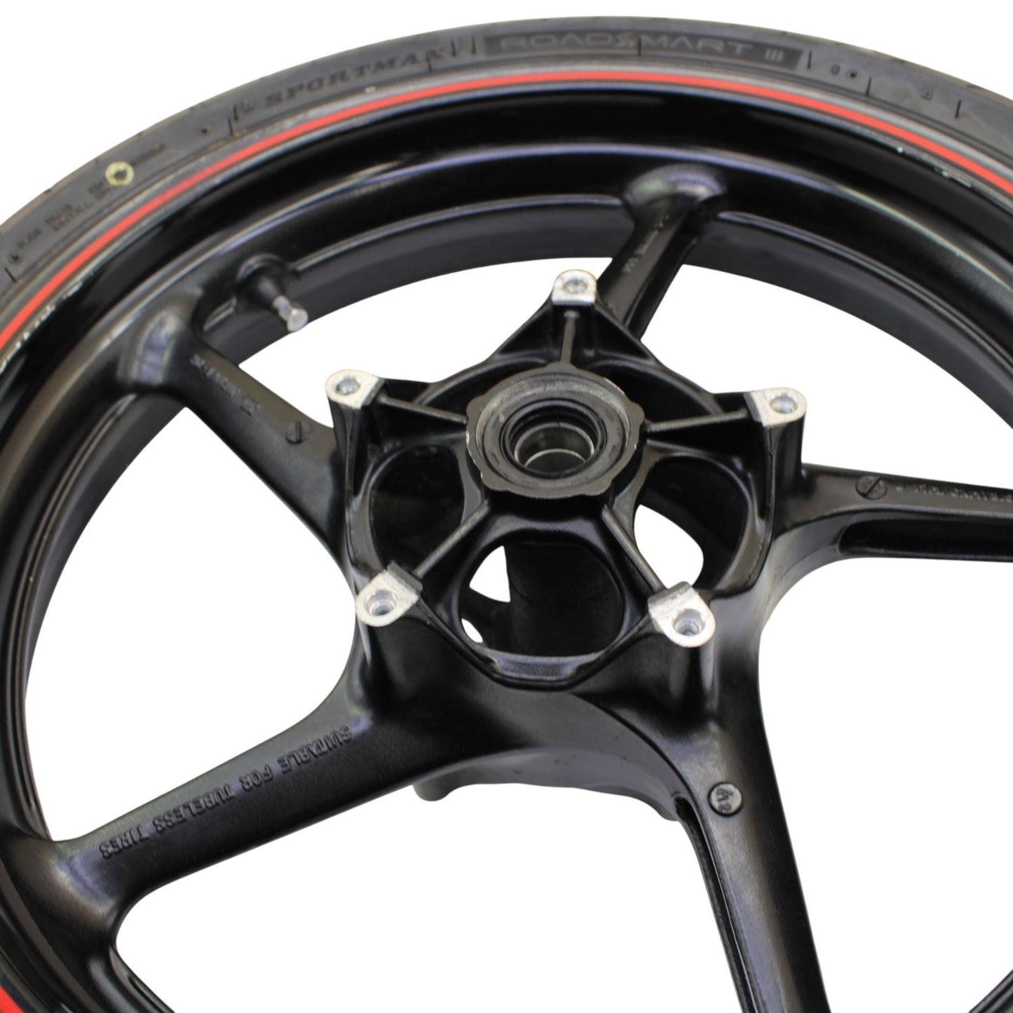 2004 - 2008 YAMAHA YZF R1 FRONT WHEEL RIM TIRE RUBBER BLACK RED OEM STOCK