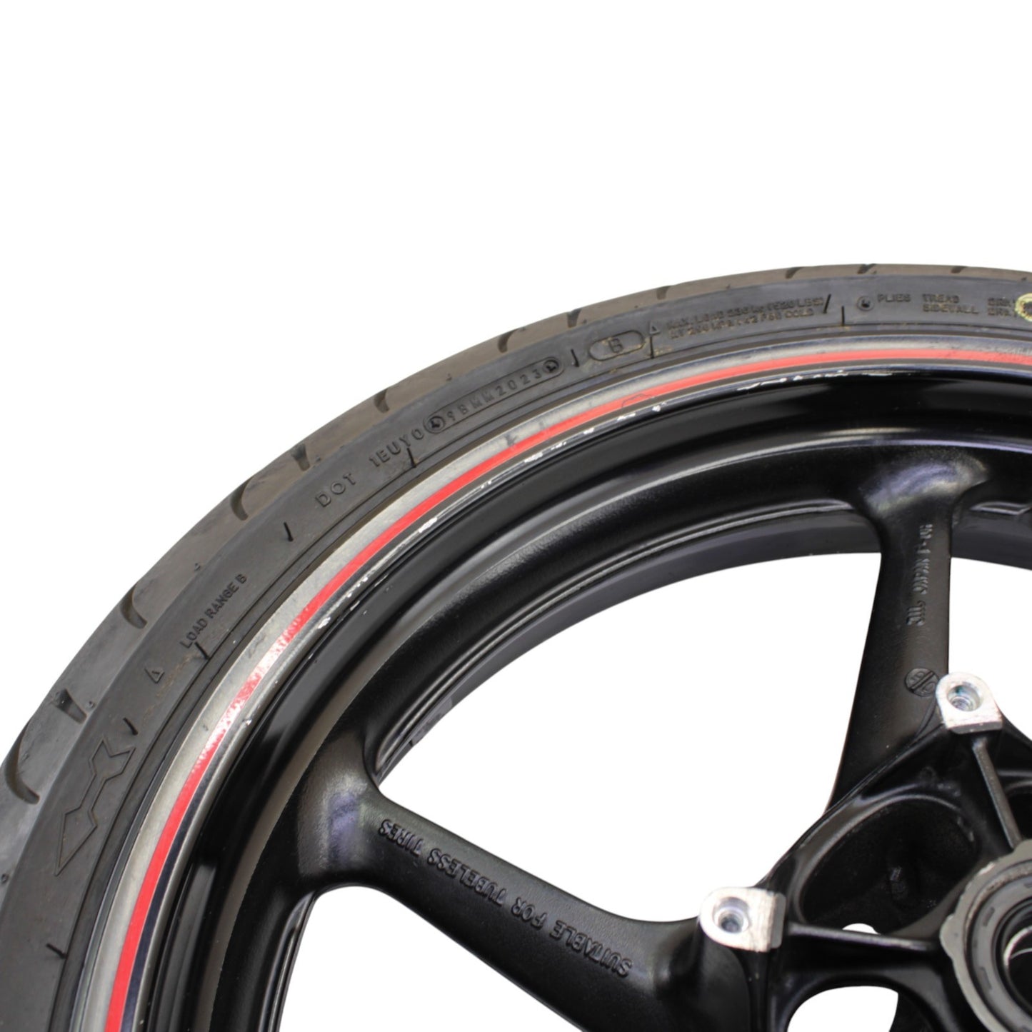 2004 - 2008 YAMAHA YZF R1 FRONT WHEEL RIM TIRE RUBBER BLACK RED OEM STOCK