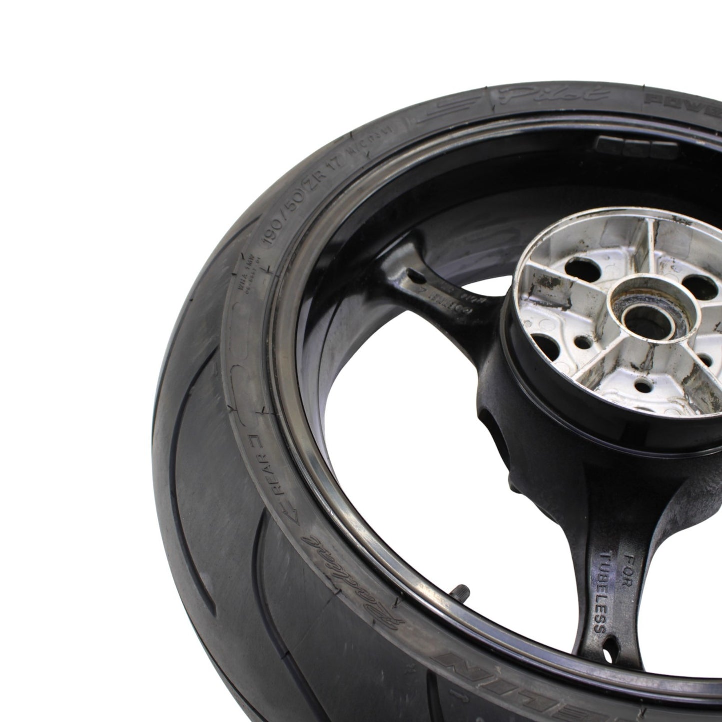 2005 - 2008 SUZUKI GSXR 1000 REAR WHEEL BACK RIM TIRE RUBBER BLACK STOCK