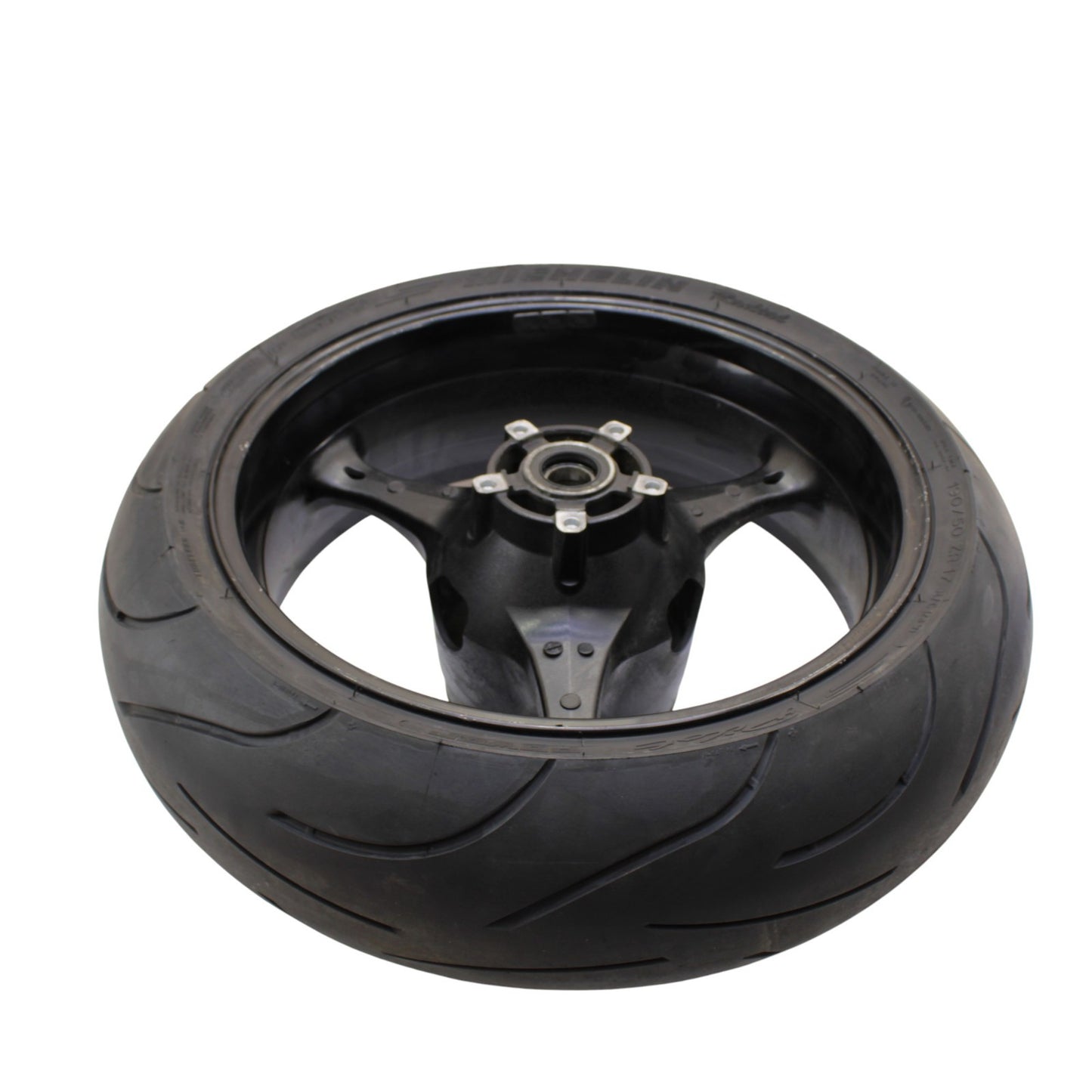 2007 2008 SUZUKI GSXR 1000 REAR WHEEL BACK RIM TIRE RUBBER HUB BLACK STRAIGHT