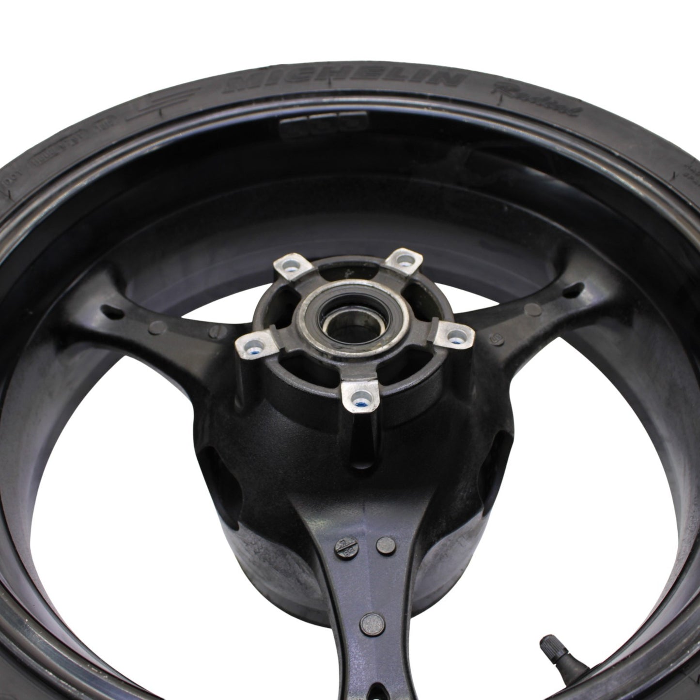 2007 2008 SUZUKI GSXR 1000 REAR WHEEL BACK RIM TIRE RUBBER HUB BLACK STRAIGHT