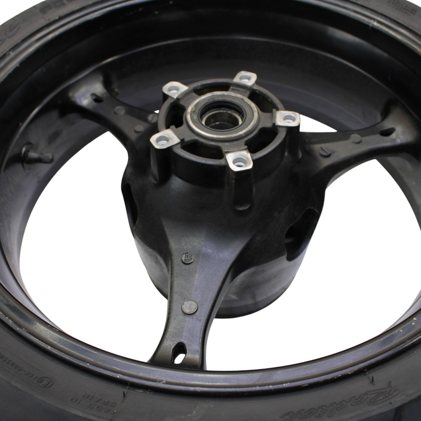 2007 2008 SUZUKI GSXR 1000 REAR WHEEL BACK RIM TIRE RUBBER HUB BLACK STRAIGHT