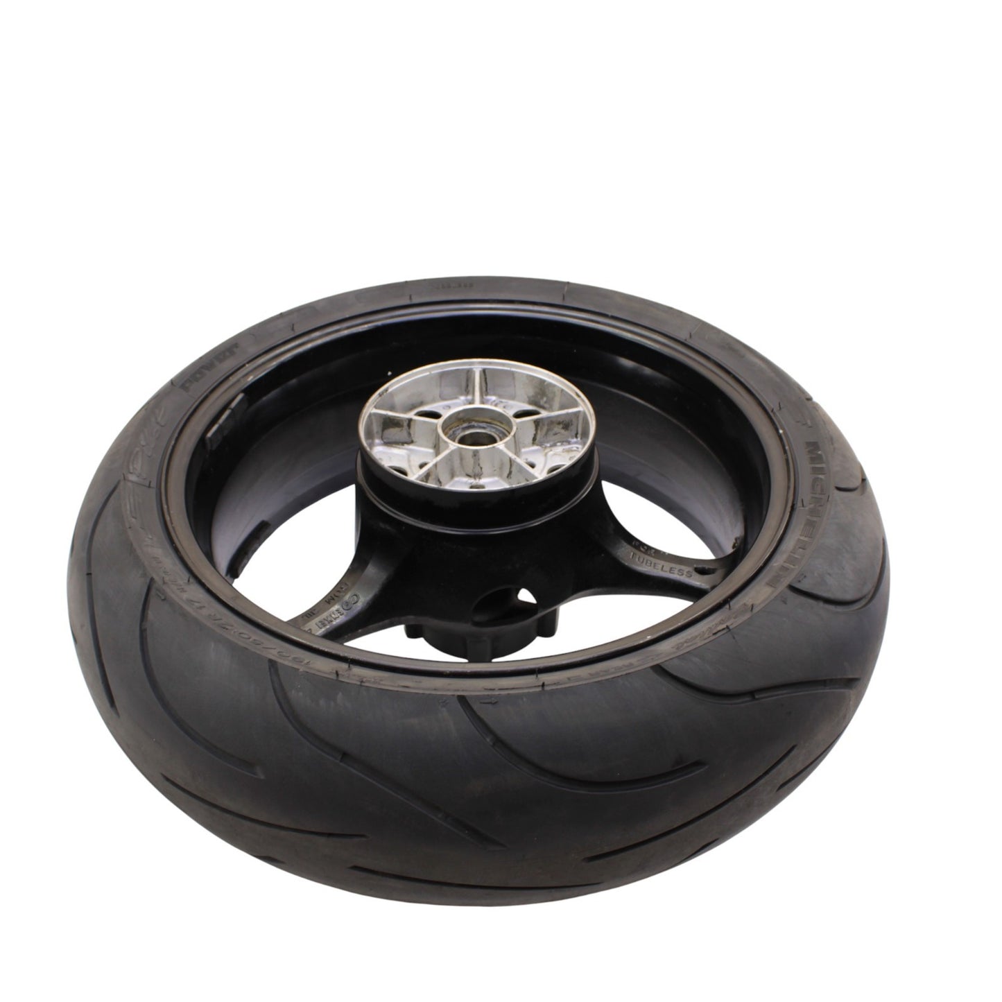 2007 2008 SUZUKI GSXR 1000 REAR WHEEL BACK RIM TIRE RUBBER HUB BLACK STRAIGHT