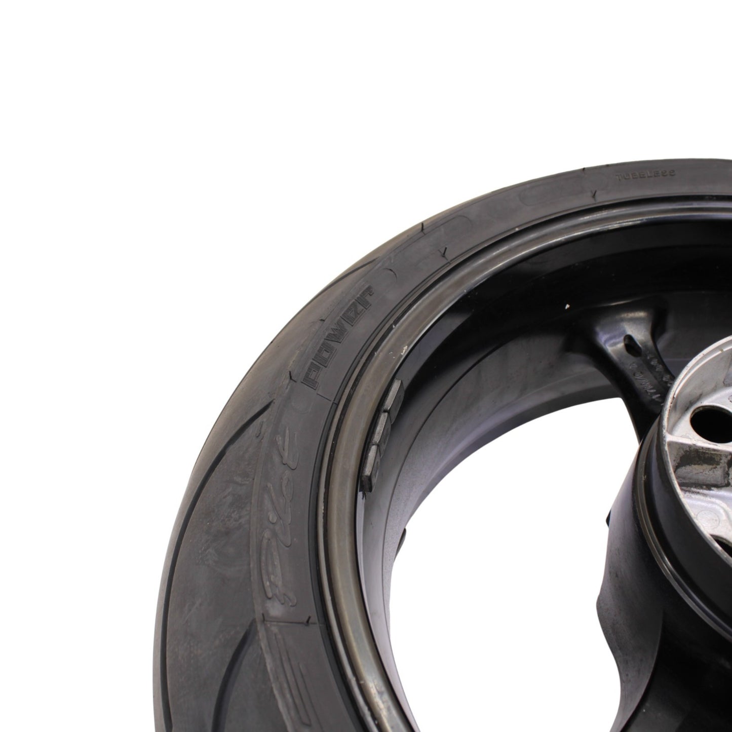 2007 2008 SUZUKI GSXR 1000 REAR WHEEL BACK RIM TIRE RUBBER HUB BLACK STRAIGHT