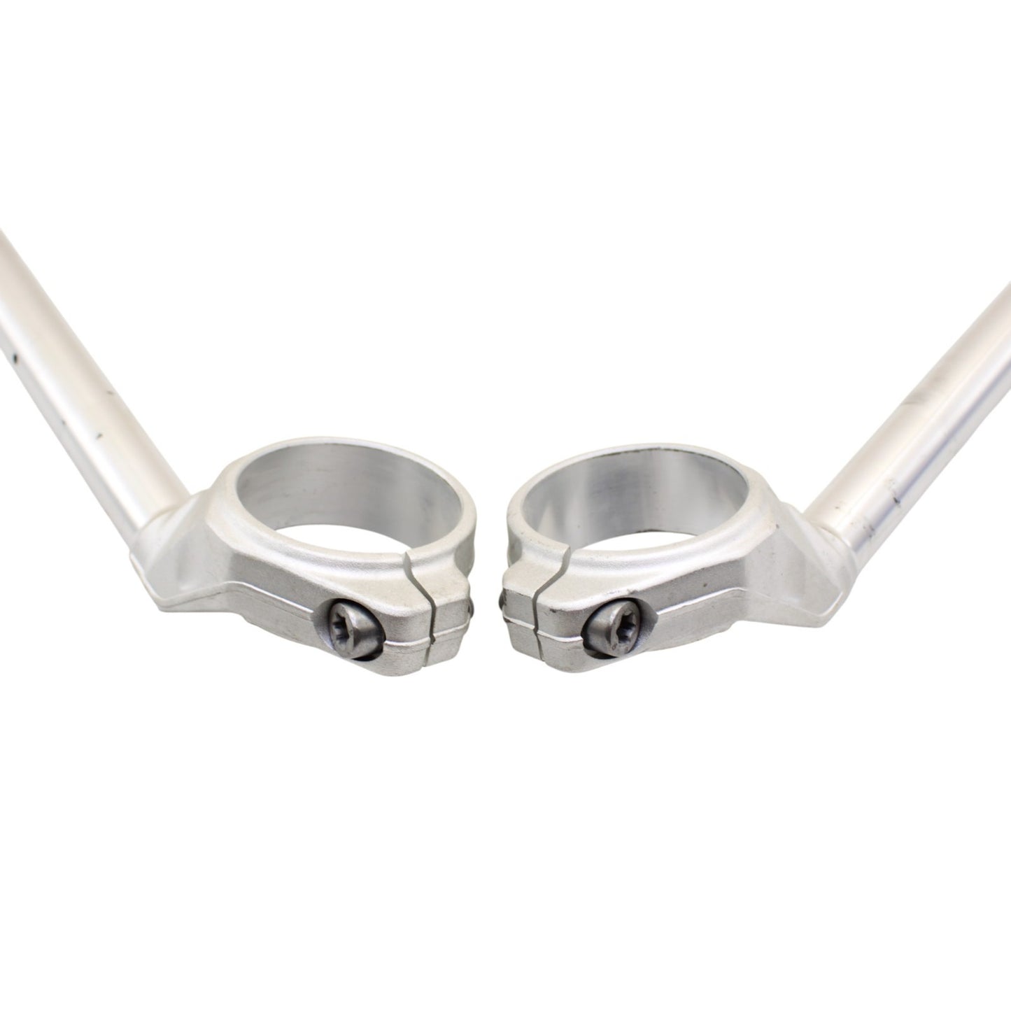 2015 - 2019 BMW S1000 CLIP ON HANDLE BAR RIGHT LEFT SET SILVER STRAIGHT PAIR OEM