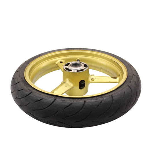 2003 2004 SUZUKI GSXR 1000 FRONT WHEEL RIM TIRE STRAIGHT STOCK YELLOW