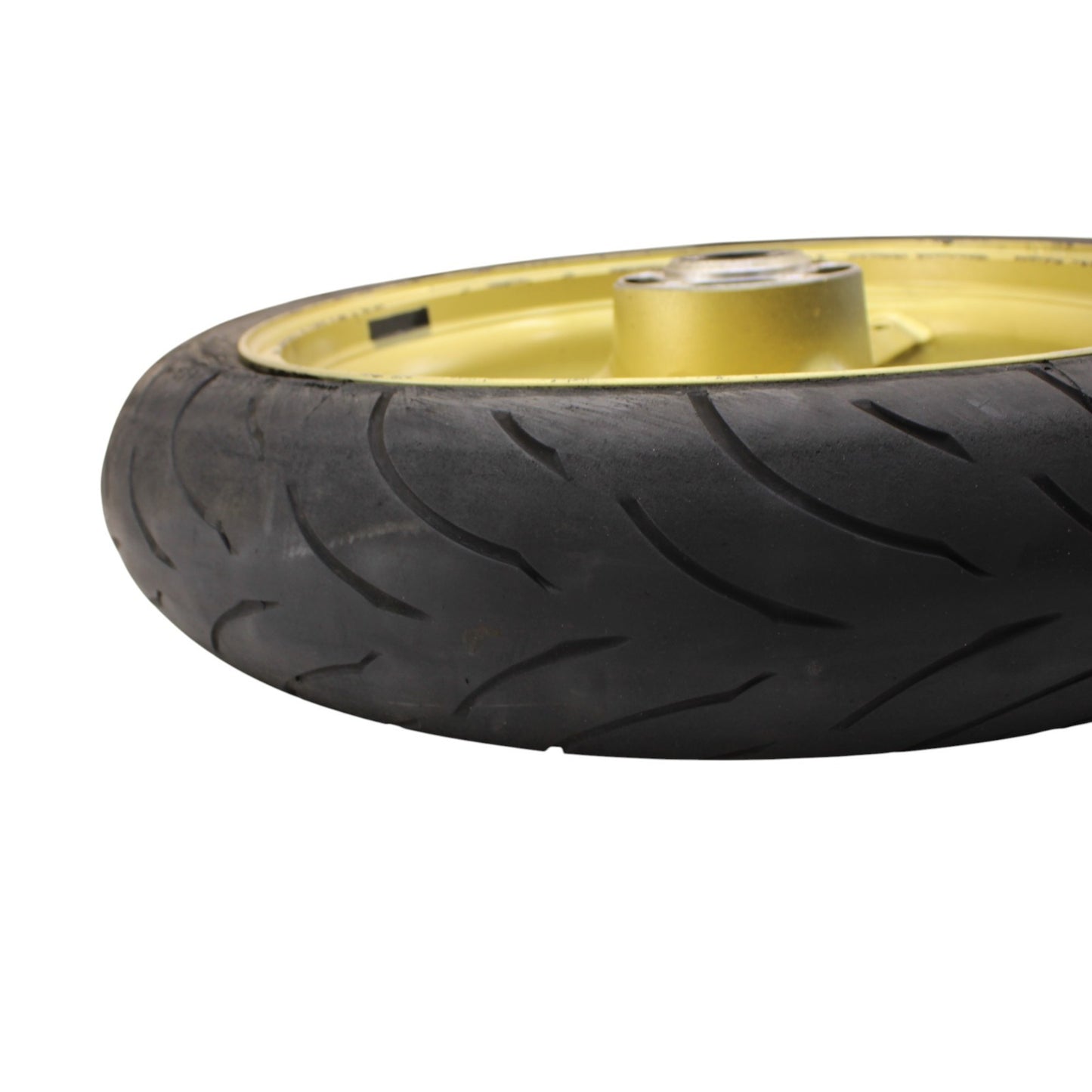 2003 2004 SUZUKI GSXR 1000 FRONT WHEEL RIM TIRE STRAIGHT STOCK YELLOW