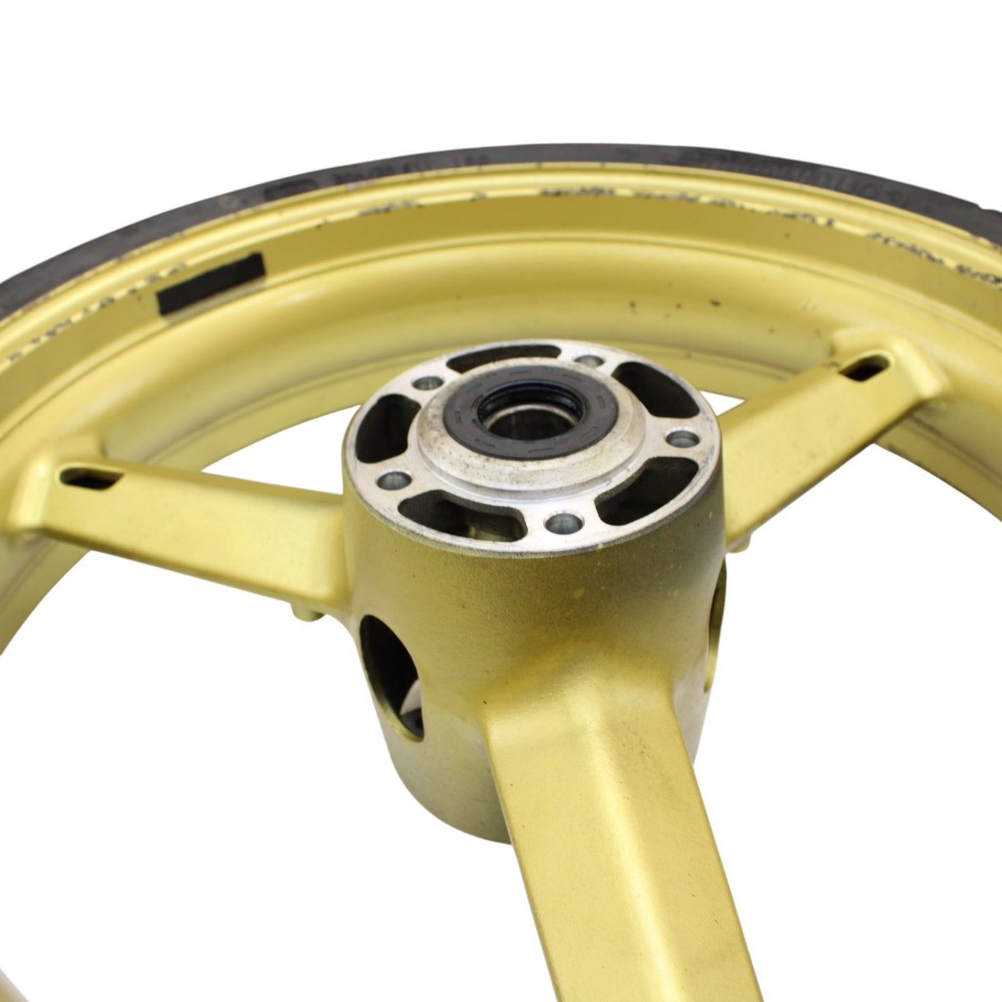2003 2004 SUZUKI GSXR 1000 FRONT WHEEL RIM TIRE STRAIGHT STOCK YELLOW
