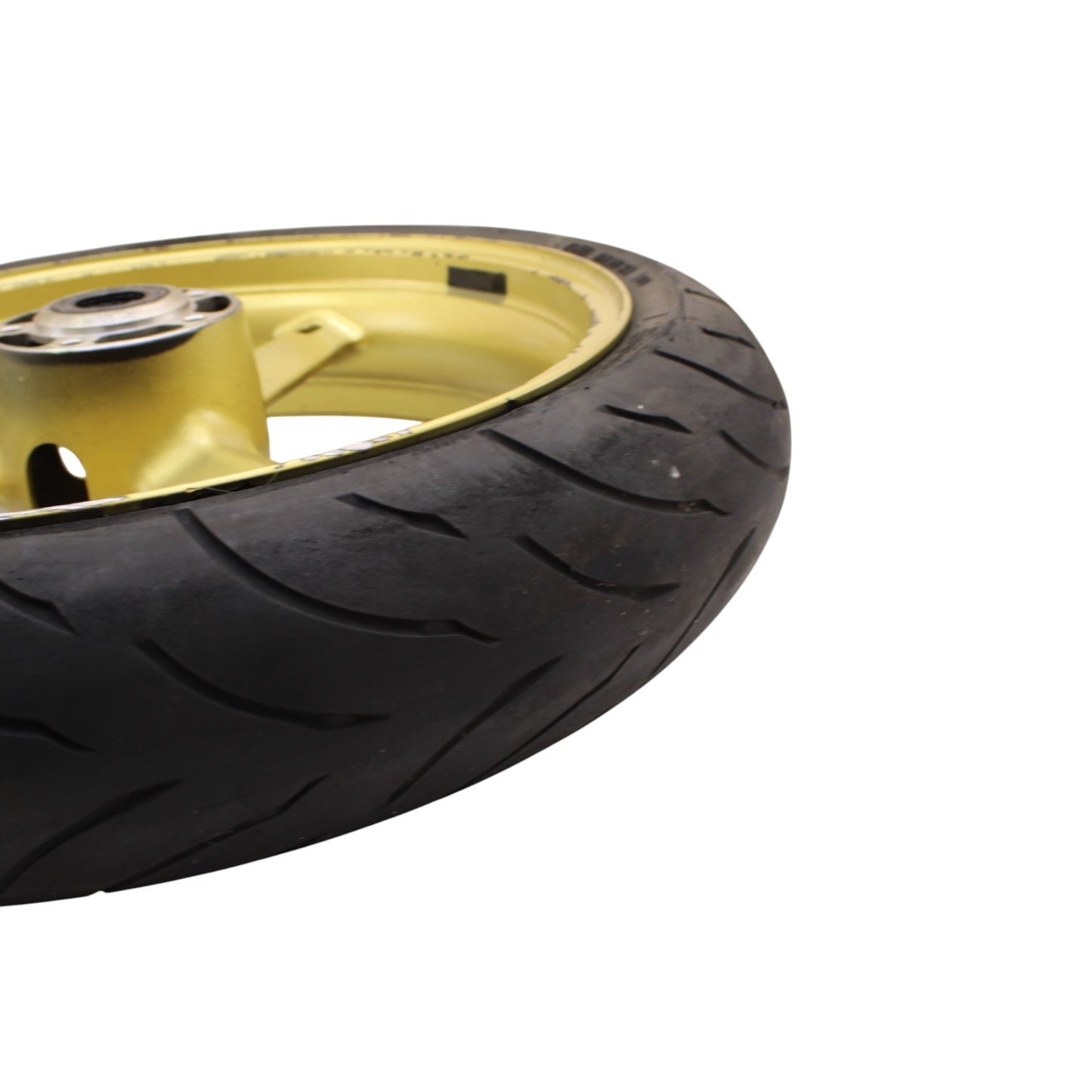 2003 2004 SUZUKI GSXR 1000 FRONT WHEEL RIM TIRE STRAIGHT STOCK YELLOW