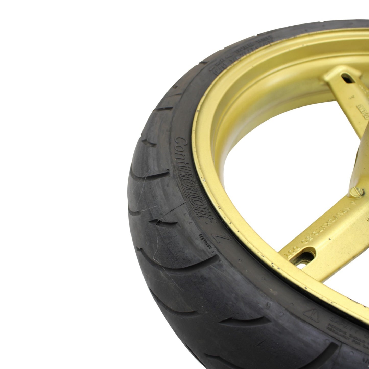 2003 2004 SUZUKI GSXR 1000 FRONT WHEEL RIM TIRE STRAIGHT STOCK YELLOW