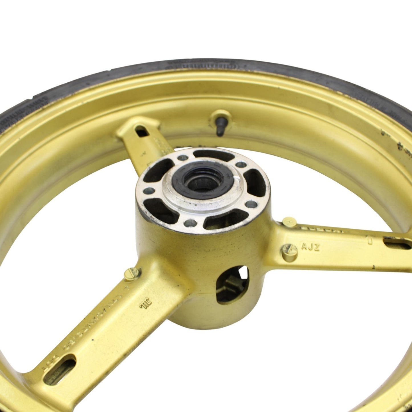 2003 2004 SUZUKI GSXR 1000 FRONT WHEEL RIM TIRE STRAIGHT STOCK YELLOW