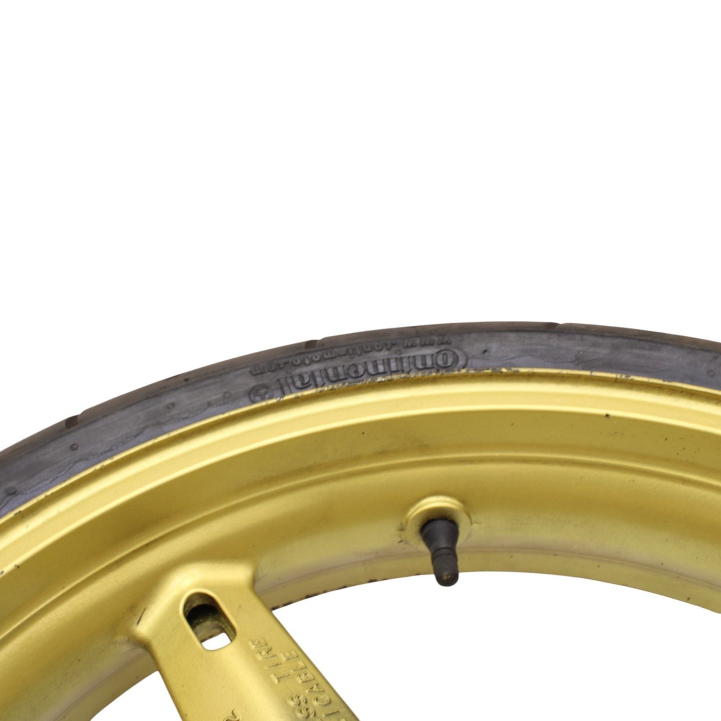 2003 2004 SUZUKI GSXR 1000 FRONT WHEEL RIM TIRE STRAIGHT STOCK YELLOW