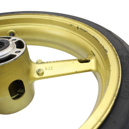 2003 2004 SUZUKI GSXR 1000 FRONT WHEEL RIM TIRE STRAIGHT STOCK YELLOW