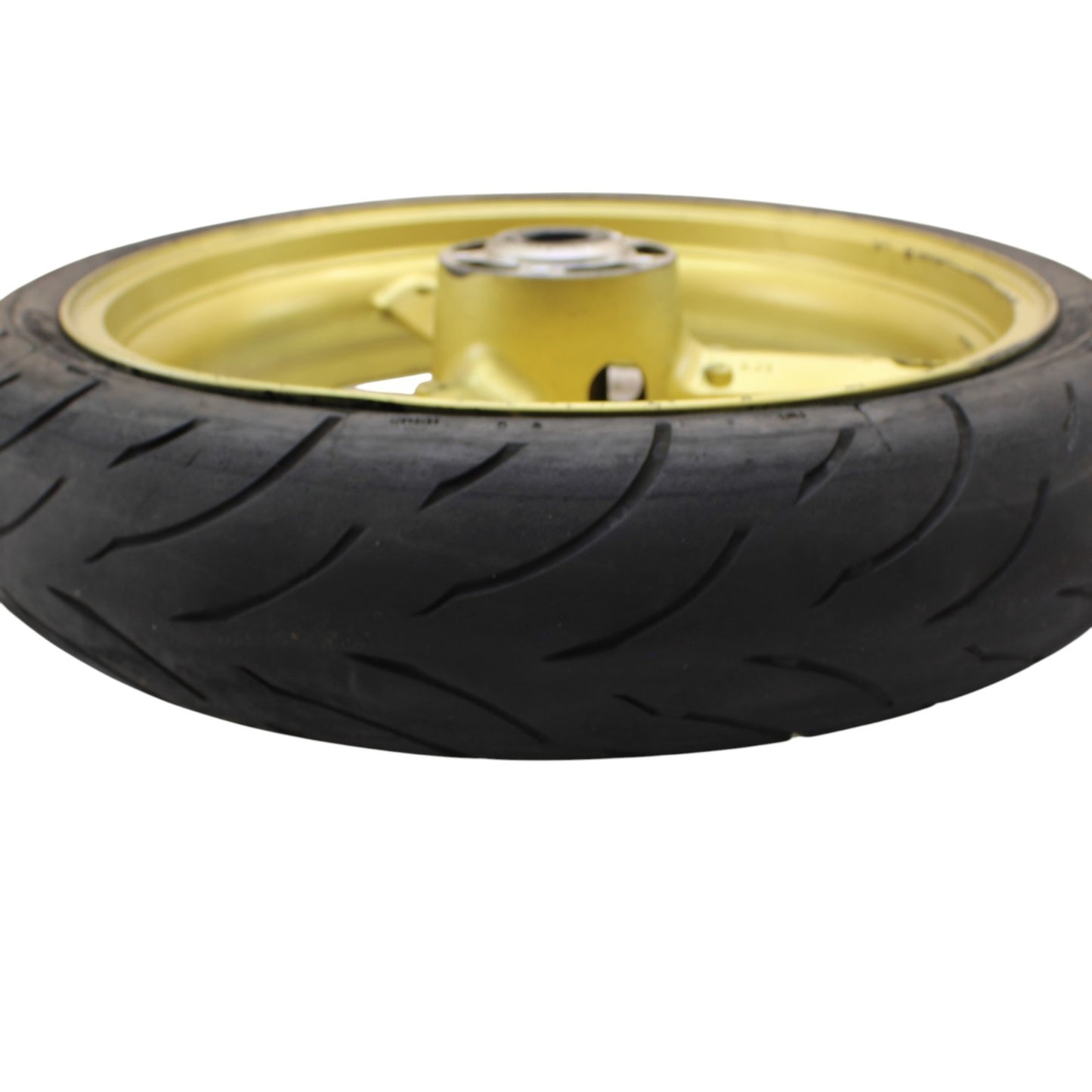 2003 2004 SUZUKI GSXR 1000 FRONT WHEEL RIM TIRE STRAIGHT STOCK YELLOW